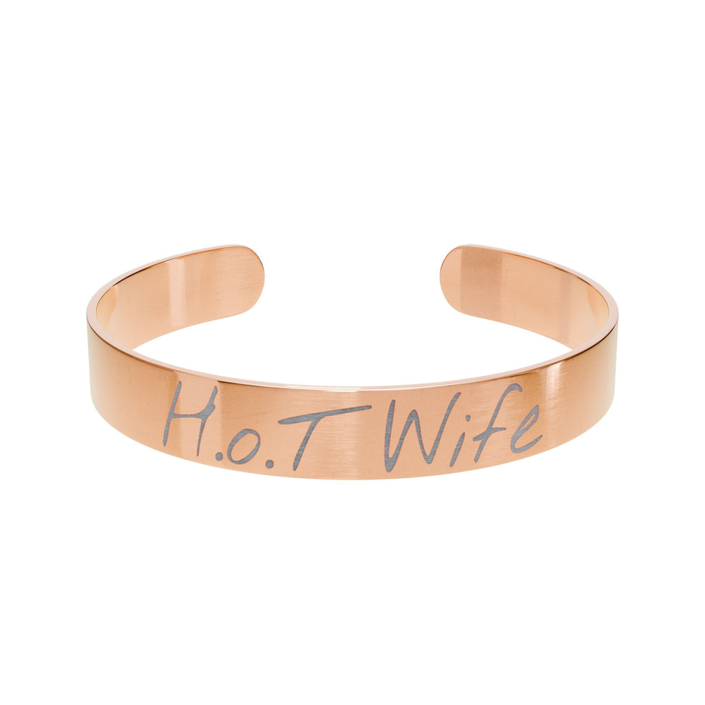 Personalized Engraved Cuff Bracelet for Wives - H.o.T Wife Gift