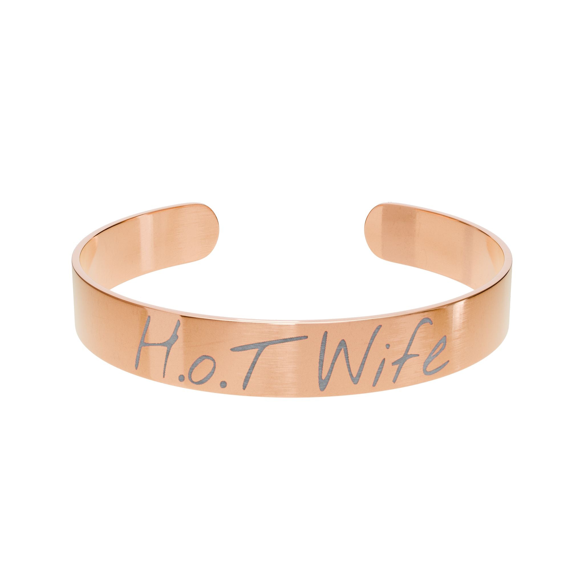 Personalized Engraved Cuff Bracelet for Wives - H.o.T Wife Gift