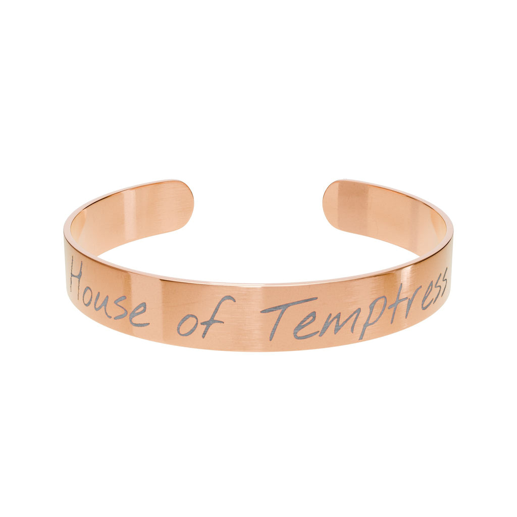 Engraved Cuff Bracelet - "Cause of Temptress"